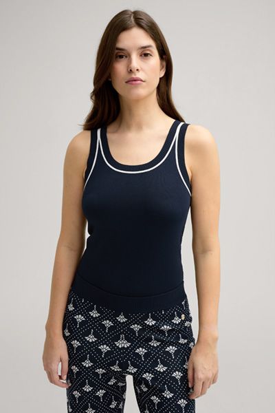Rippstrick-Tanktop mit Kontrastpaspel