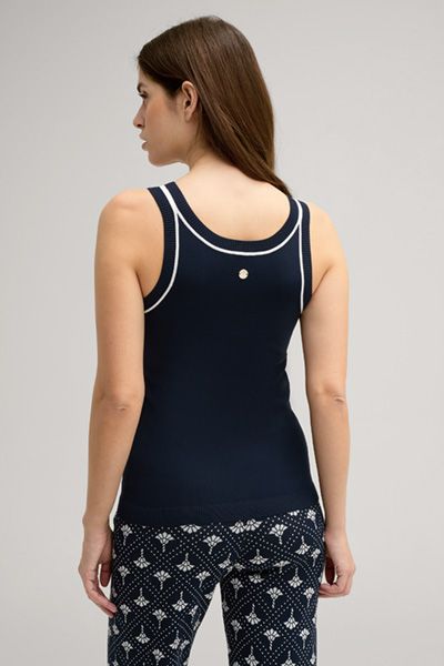 Rippstrick-Tanktop mit Kontrastpaspel