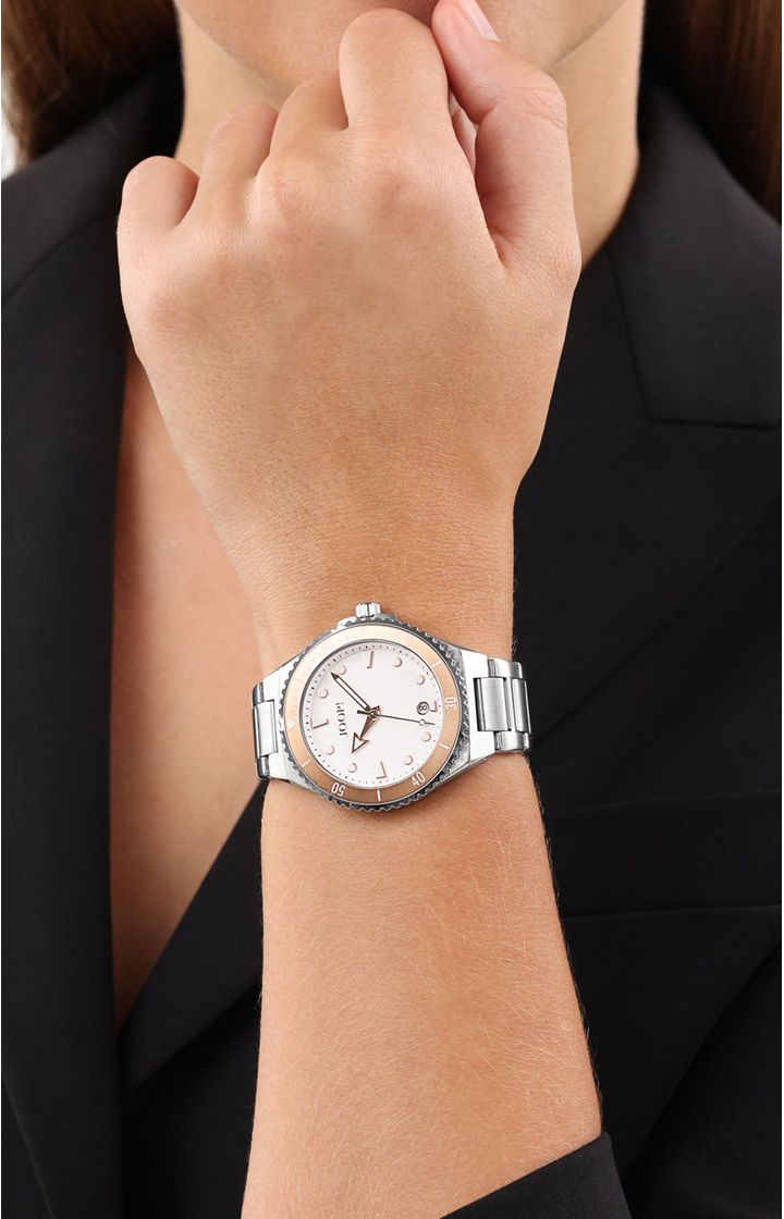 Zweifarbige Edelstahl-Armbanduhr