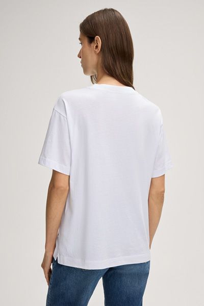 Baumwoll-T-Shirt mit Logo-Print und Ziersteinen