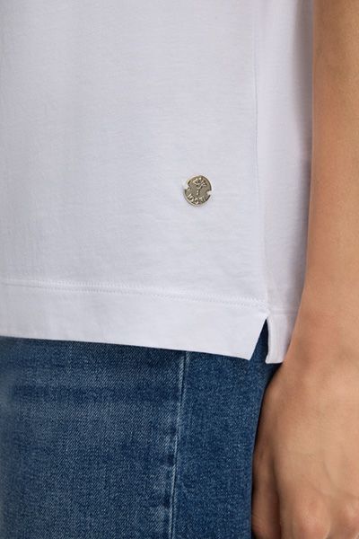 Baumwoll-T-Shirt mit Logo-Print und Ziersteinen