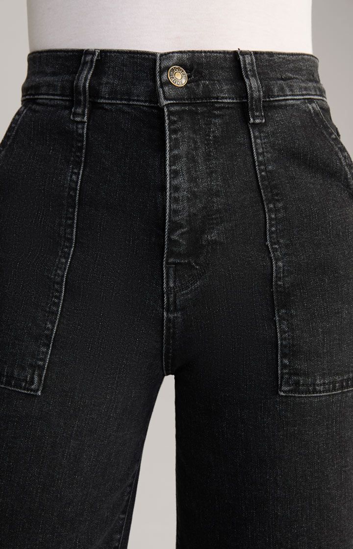 Hochtaillierte Wide Leg Jeans Kurzform