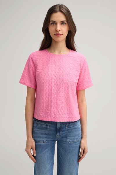 Kurzarm-Bluse aus bestickter Baumwolle