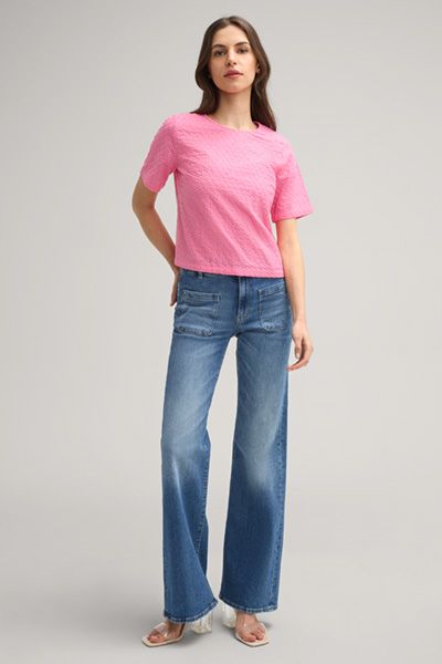 Kurzarm-Bluse aus bestickter Baumwolle
