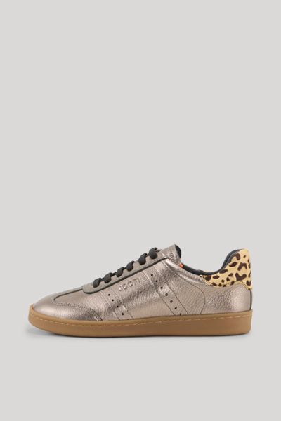 Metallic-Leder-Sneaker mit Leoparden-Detail