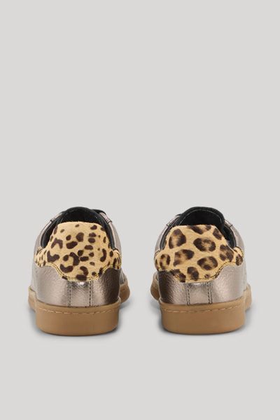 Metallic-Leder-Sneaker mit Leoparden-Detail