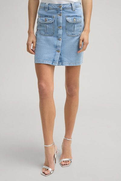 Denim-Minirock mit durchgehender Knopfleiste
