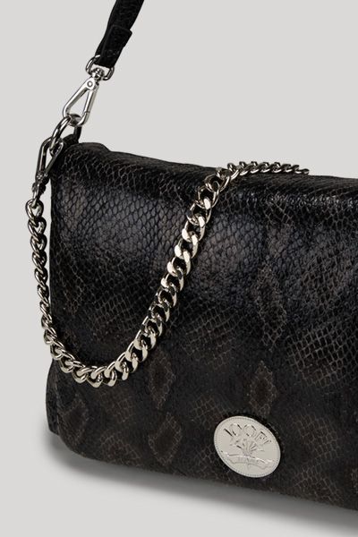 Schultertasche in Schlangenleder-Optik mit Kette
