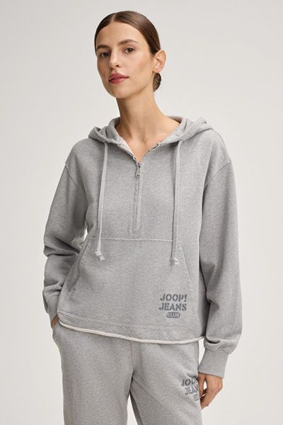 Baumwoll-Hoodie mit halbem Reißverschluss