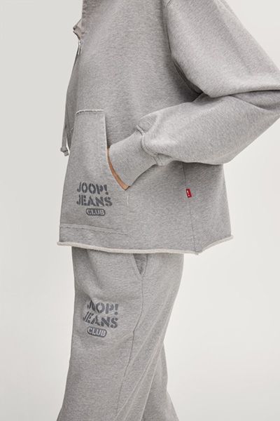 Baumwoll-Hoodie mit halbem Reißverschluss