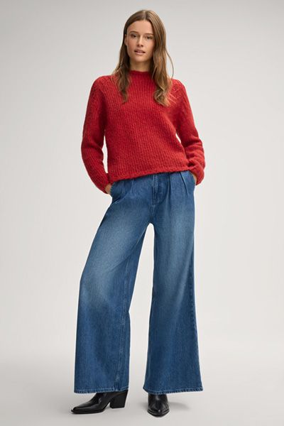 Rippstrick-Pullover aus Woll-Alpaka-Mix