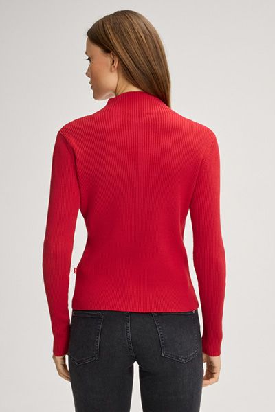 Gerippter Slim-Fit Stehkragenpullover