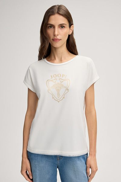T-Shirt mit Tüll-Lage und Logo-Print