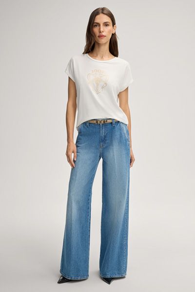 T-Shirt mit Tüll-Lage und Logo-Print