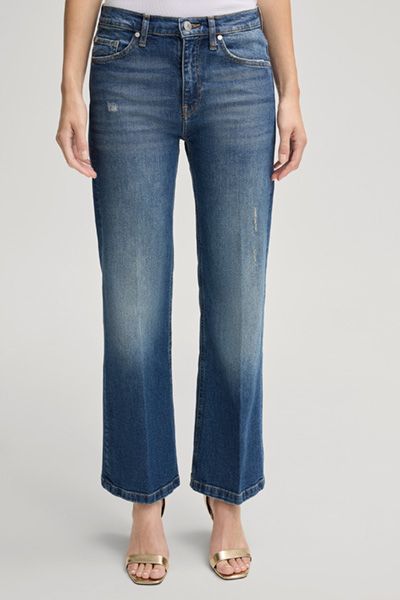 High-Waist Bootcut-Jeans im Used-Look