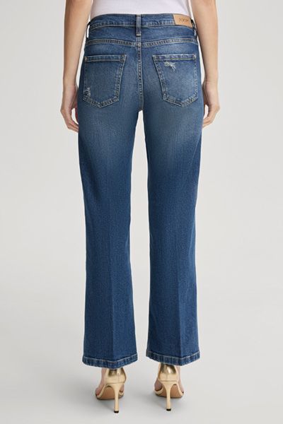 High-Waist Bootcut-Jeans im Used-Look