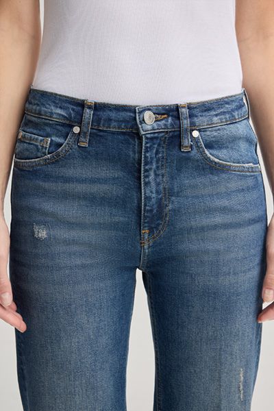 High-Waist Bootcut-Jeans im Used-Look