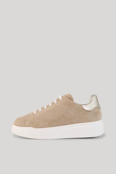 Plateau-Sneaker aus Veloursleder mit Metallic-Details