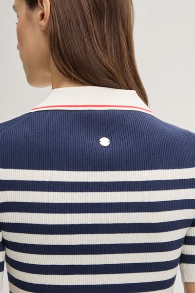 Gestreiftes Rippstrick-Poloshirt