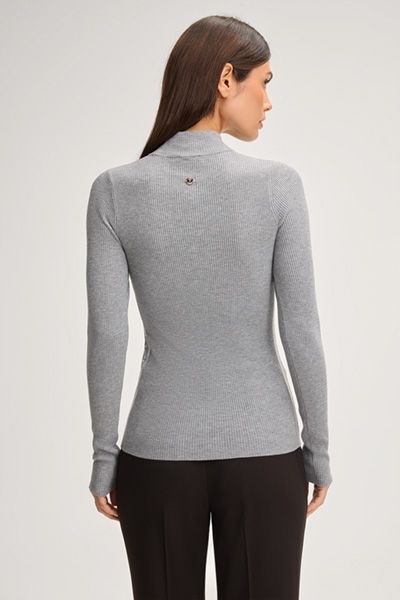 Gerippter Stehkragen-Strickpullover