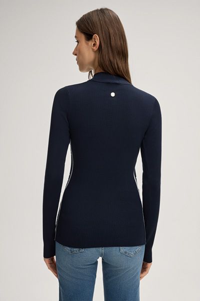 Rippstrick-Pullover mit Stehkragen
