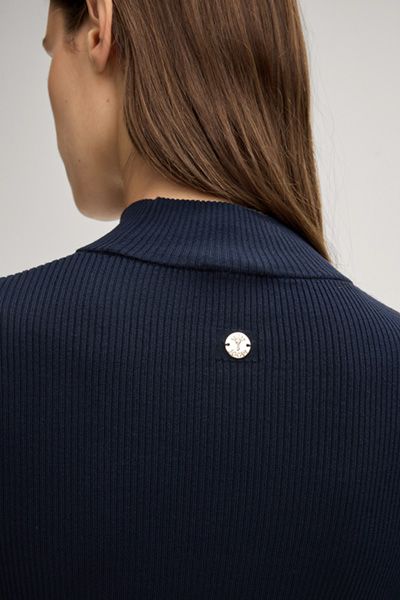 Rippstrick-Pullover mit Stehkragen