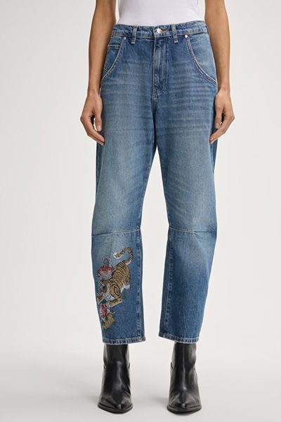 Elsa High-Waist Jeans mit Stickerei