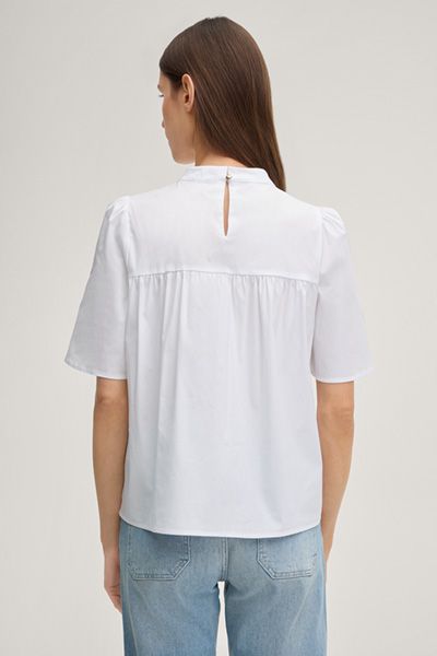 Plissierte Puffärmel-Bluse aus Baumwolle