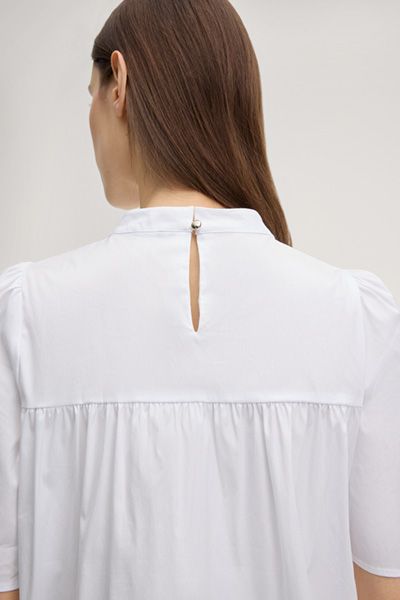 Plissierte Puffärmel-Bluse aus Baumwolle