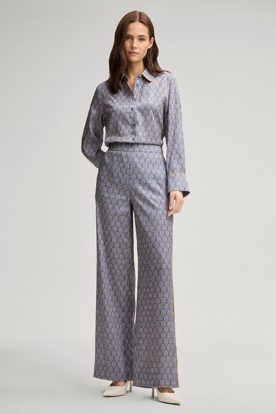 Satin-Hemdbluse mit Cornflower-Muster