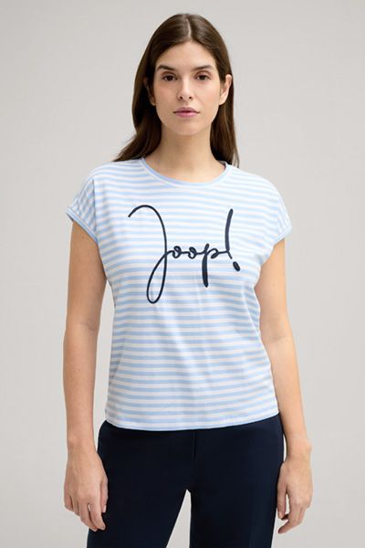 Gestreiftes Shirt mit kursiver Stickerei