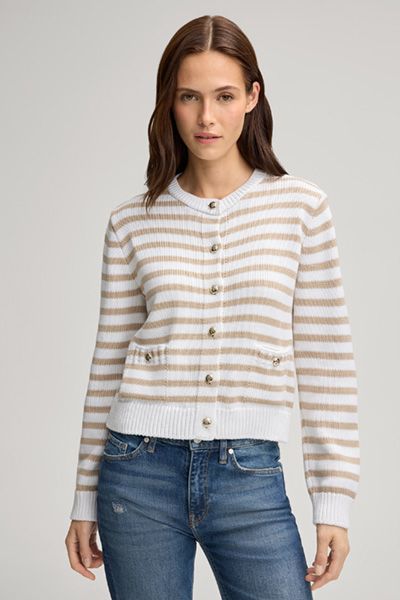 Gestreifte Strickjacke zum Knöpfen