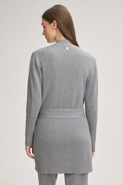Langer Strickcardigan mit Bindegürtel