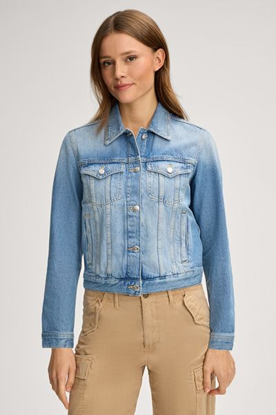 Jeansjacke mit Tiger-Stickerei