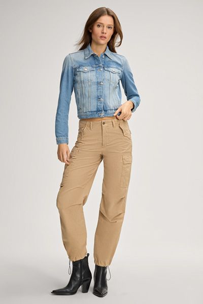 Jeansjacke mit Tiger-Stickerei