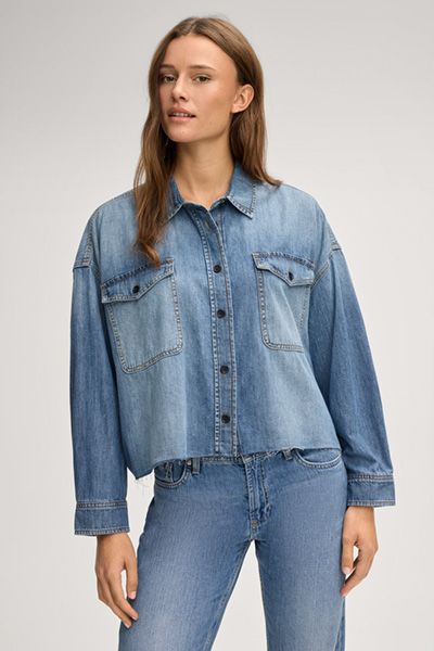 Oversized Crop-Jeansbluse