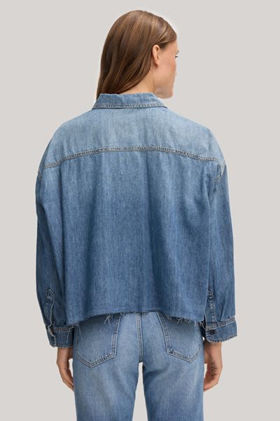Oversized Crop-Jeansbluse