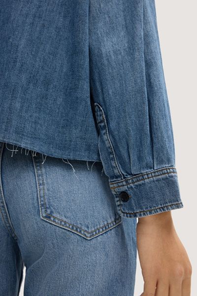 Oversized Crop-Jeansbluse