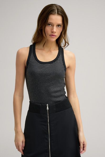 Geripptes Racerback-Top mit Strassbesatz