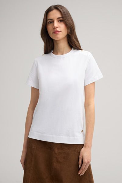Baumwoll-Shirt mit dekorativen Schulterknöpfen