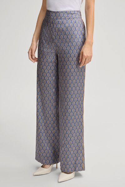 Gemusterte Satinhose mit weitem Bein