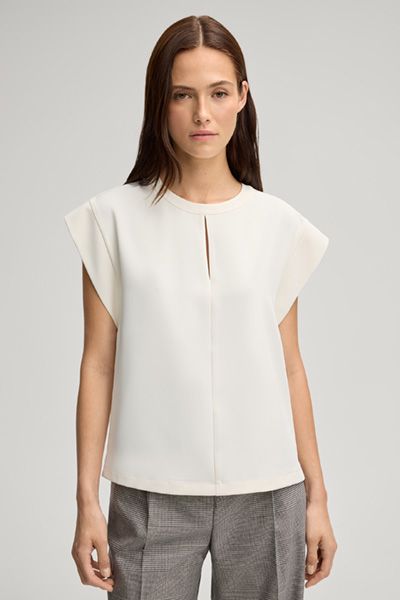Minimalistisches Crêpe-Blusenshirt mit Ausschnitt