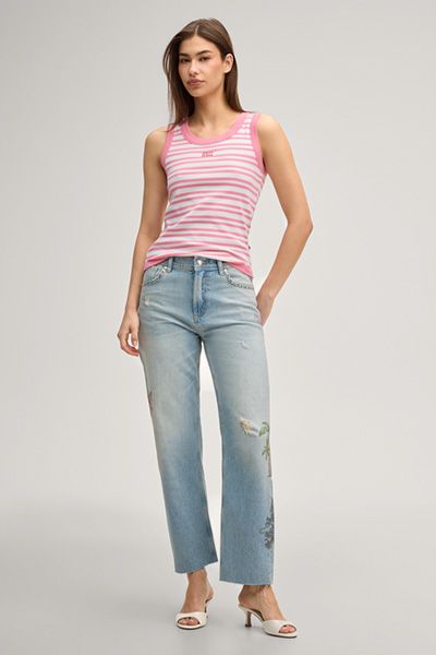 Gestreiftes Ripp-Tanktop aus Baumwolle
