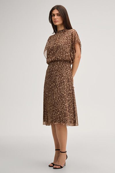 Midi-Kleid mit Leopardenmuster