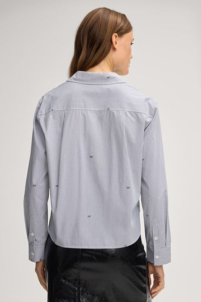 Minimalistische Streifenbluse mit Logo-Print