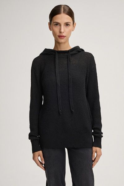 Locker gestrickter Kapuzenpullover