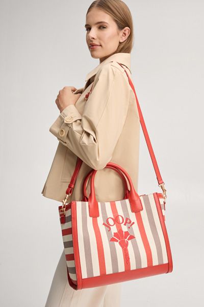 Gestreifter Canvas-Shopper mit Logo