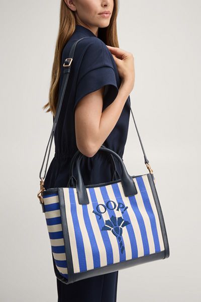 Gestreifte Canvas-Tragetasche im Maritimen Look