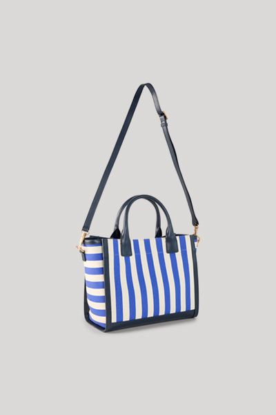 Gestreifte Canvas-Tragetasche im Maritimen Look