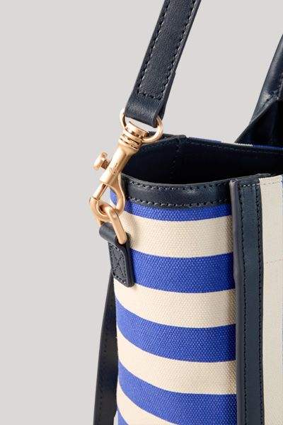 Gestreifte Canvas-Tragetasche im Maritimen Look